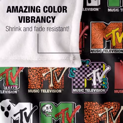MTV Halloween Logos Super Soft Silky Touch Fleece Throw Blanket, Multicolour, W: 91.44 cm x L: 147.32 cm – 4