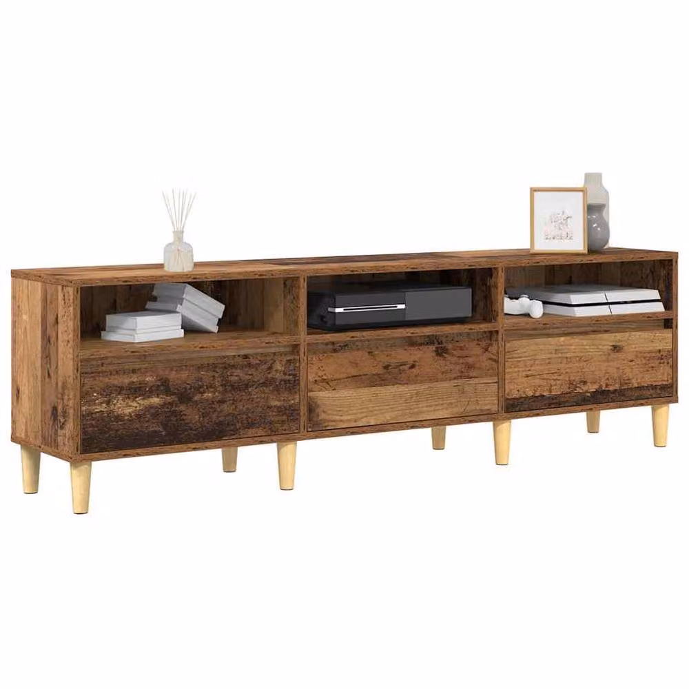 Berkfield Home Rustic TV Cabinet with Drawer in Old Wood and Brown MDF – 3