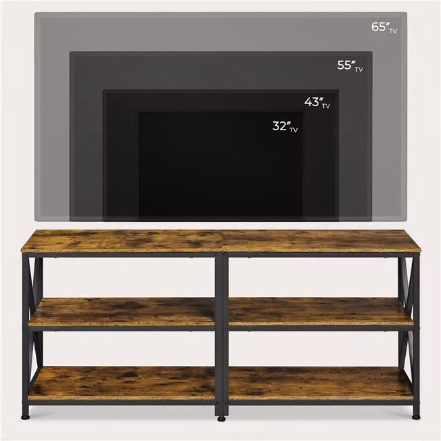 Yaheetech Industrial 3 Layered TV Stand Console Table in Rustic Brown