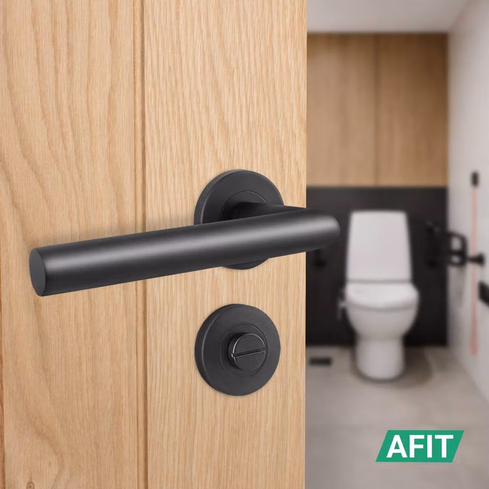 AFIT Matt Black Stainless Steel Bathroom Door Handle and Hinge Kit with Lever Rose, W/D/H: 15 x 15 x 6.4 cm – 5