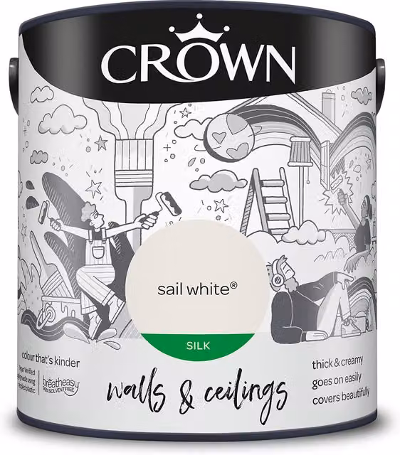 Crown Walls and Ceilings Silk Emulsion White 2.5l