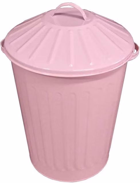 FLAVORA Pink Retro Metal Bin with Flip Lid, 50L
