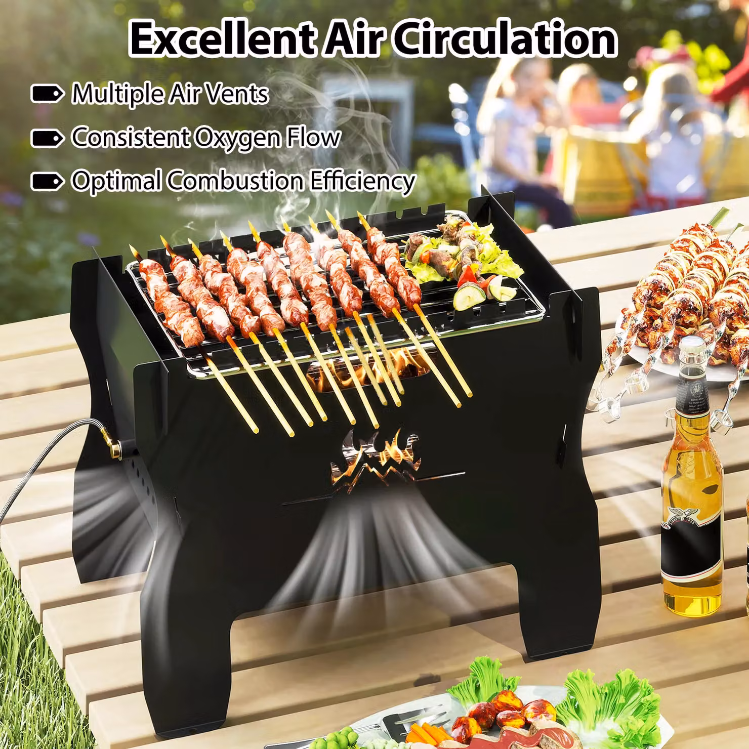 Gymax Dual Fuel Butane Gas Countertop Camping Grill and Firepit in Black with Carrying Bag – 8