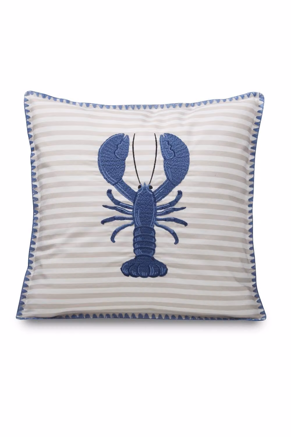 Catherine Lansfield Nautical Lobster Embroidered Square Cushion in Blue, Sand and White, W/D/H: 45 x 45 x 45 cm – 2
