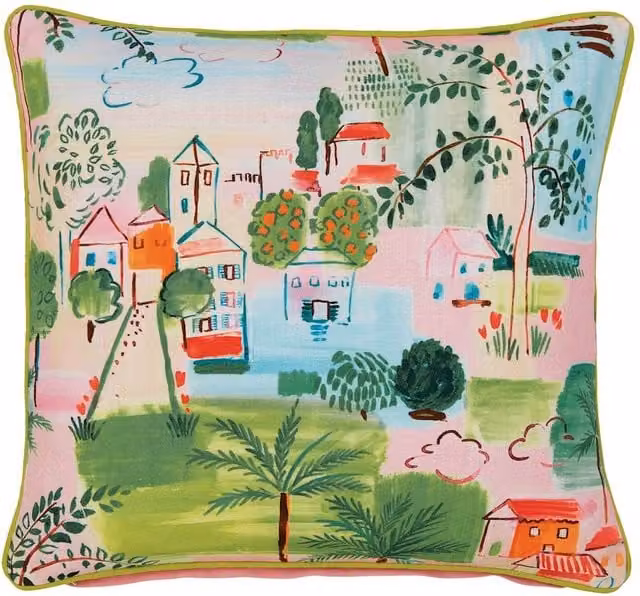 Land & Shore Multicolour Patterned Pure Cotton Square Cushion