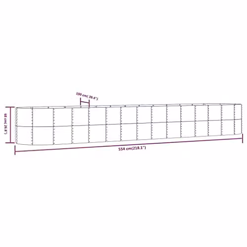 vidaXL Silver Powder-coated Steel Garden Raised Bed, W: 554 cm, D: 100 cm, H: 68 cm – 2