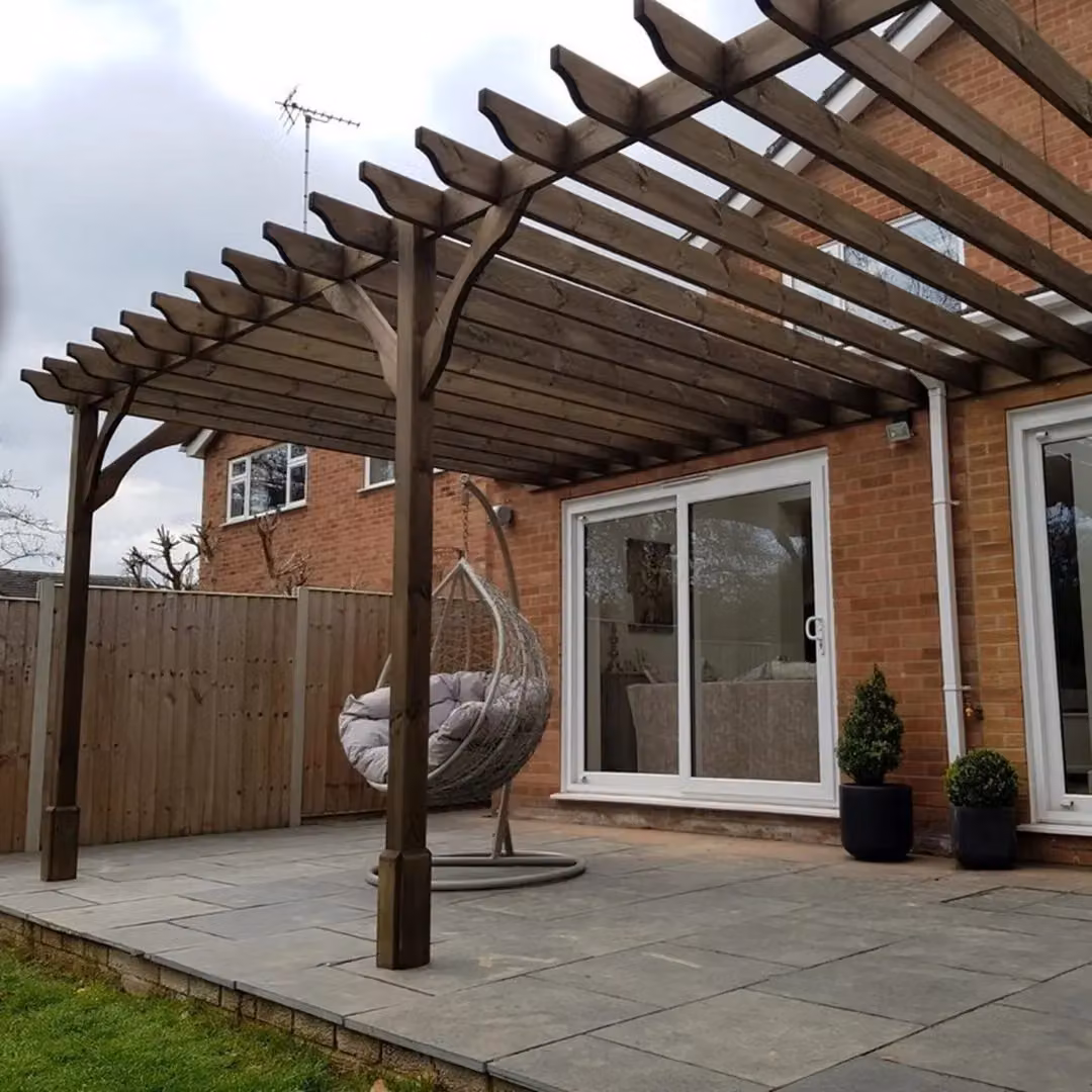 Rutland County Garden Furniture Ltd Wall Mounted Premium Lean-to Pergola, Brown, W: 660 cm, D: 420 cm, H: 270 cm – 4