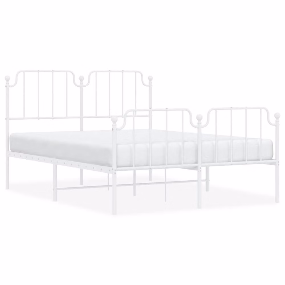 Berkfield Home Metal Bed Frame with Headboard and Footboard in White, W/D/H: 150 x 200 cm – 2
