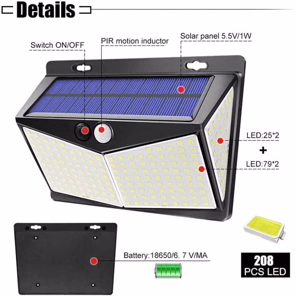 FLAVORA 2 Pack Solar LED Outdoor Security Wall Lights with PIR Motion and Dusk Sensors in Black – 2
