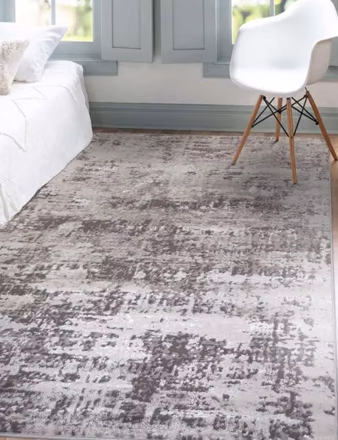Asiatic Mist Luxe Abstract Woven Rug in Silver and Grey Mix