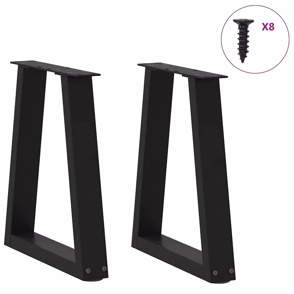 Berkfield Home V-Shape Dining Table Legs, 2 Pieces, Black Matt Steel, W: 28 cm, H: 42-43.3 cm – 2
