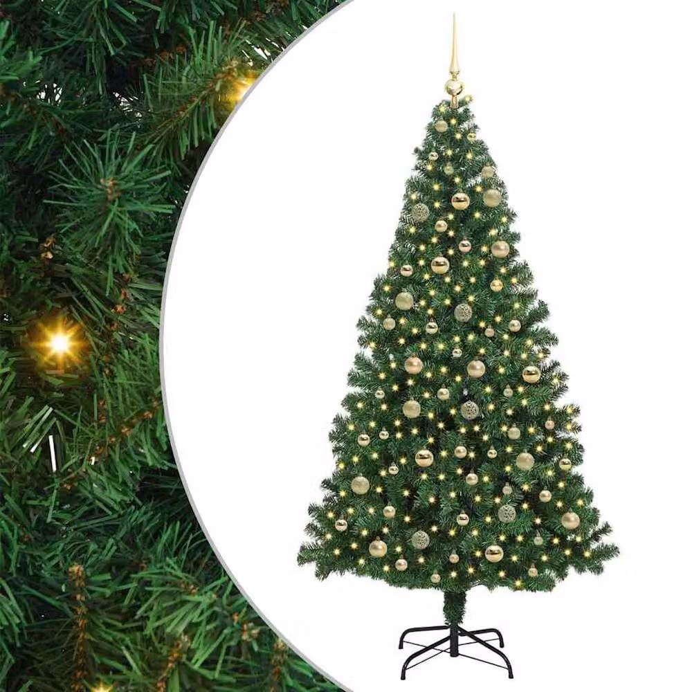 Berkfield Home Artificial Christmas Tree with 300 LEDs and Stand, Green, Height: 210 cm – 2