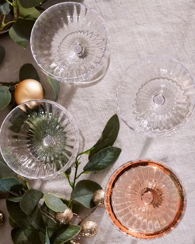 Dibor Set of 4 Ribbed Champagne and Gin Glasses, 250ml, Clear – 3