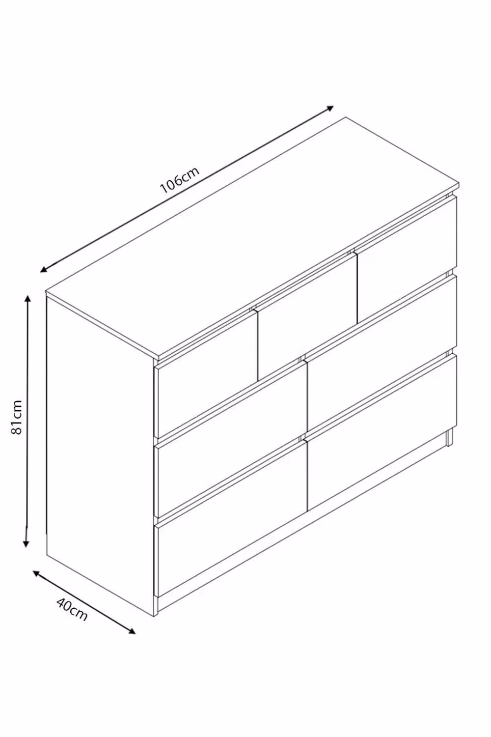 FWStyle Stora 7 Drawer Merchant Chest of Drawers in Matt Black, W: 106 cm, H: 81 cm, D: 40 cm – 4