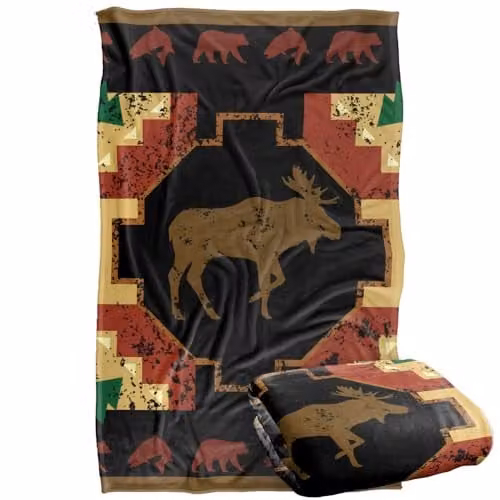 JQ Licensing Southwest Moose 2 Silky Touch Super Soft Fleece Throw Blanket, Multicolour, W: 91 cm, D: 147 cm