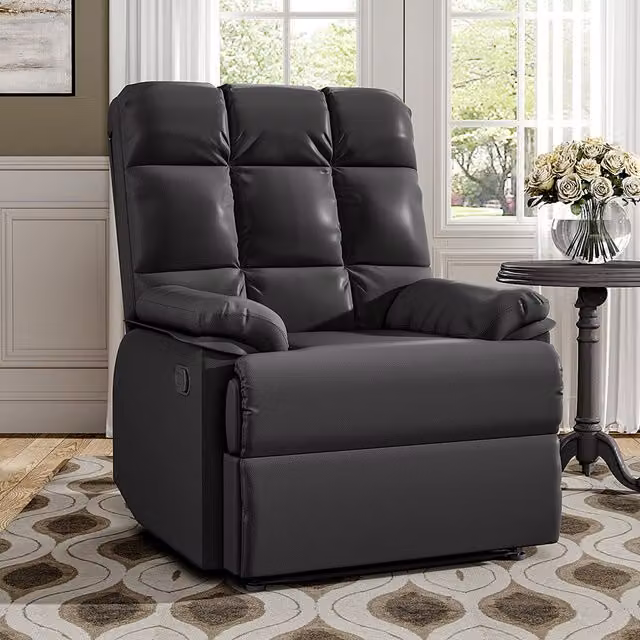 Livingandhome Black Faux Leather Upholstered Adjustable Relax Recliner Chair with Armrests