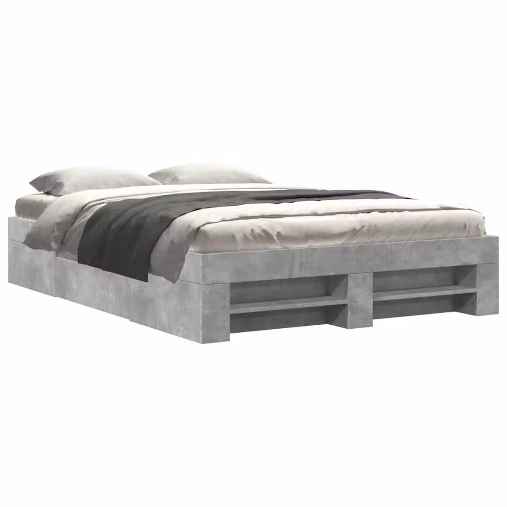 Berkfield Home Small Double Bed Frame in Concrete Grey, W/D/H: 120 x 200 cm, Engineered Wood – 2