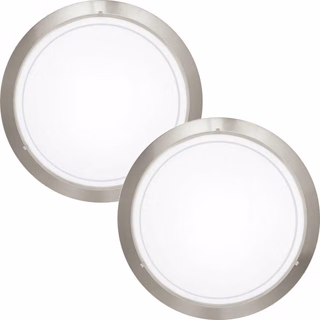 Loops 2 Pack Wall and Ceiling Light in Satin Nickel and White with Clear Glass, E27 60W