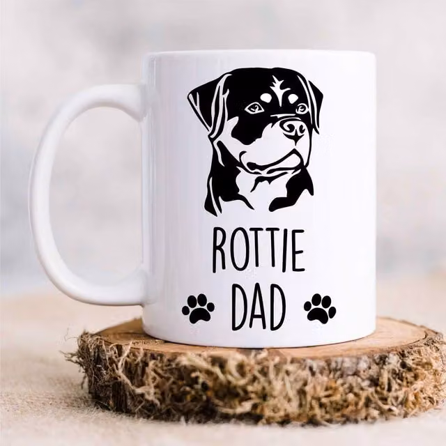 60 Second Makeover Rottweiler Rottie Dad Ceramic Mug in White