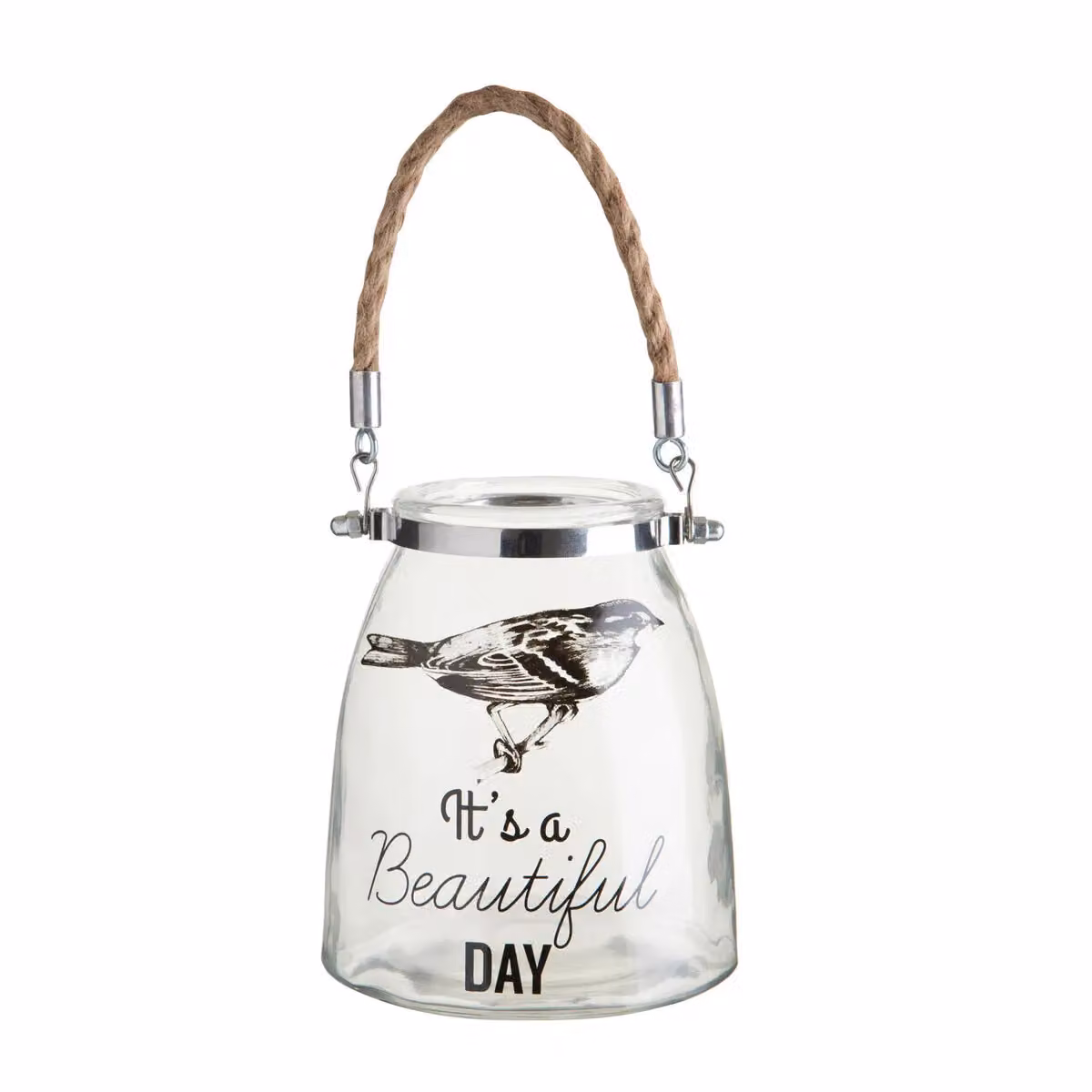 Orsina Elegant Beautiful Day Glass Lantern in Transparent and Black, H 15.0 cm x W 13.0 cm x D 13.0 cm – 2