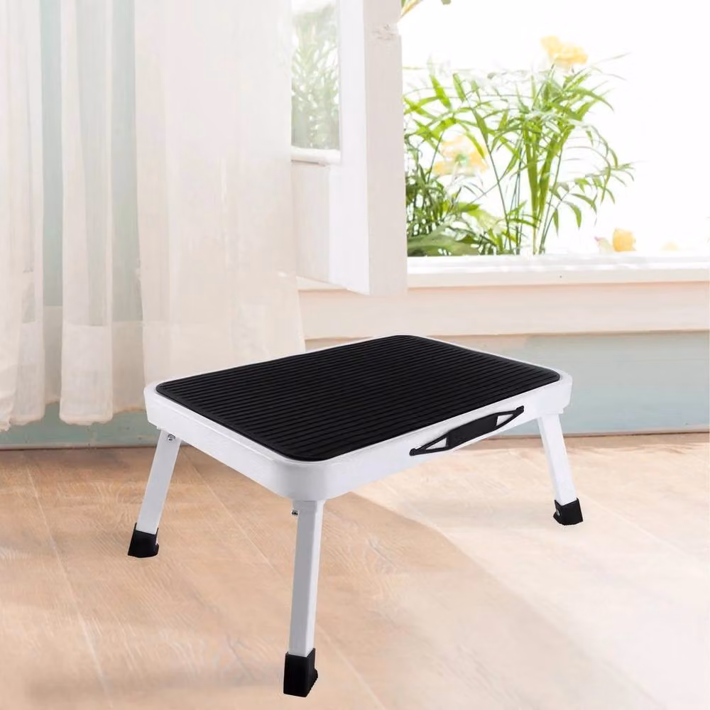 NESTLUNE Heavy Duty Folding Steel Step Ladder with Non-Slip Rubber Feet, Black – 2