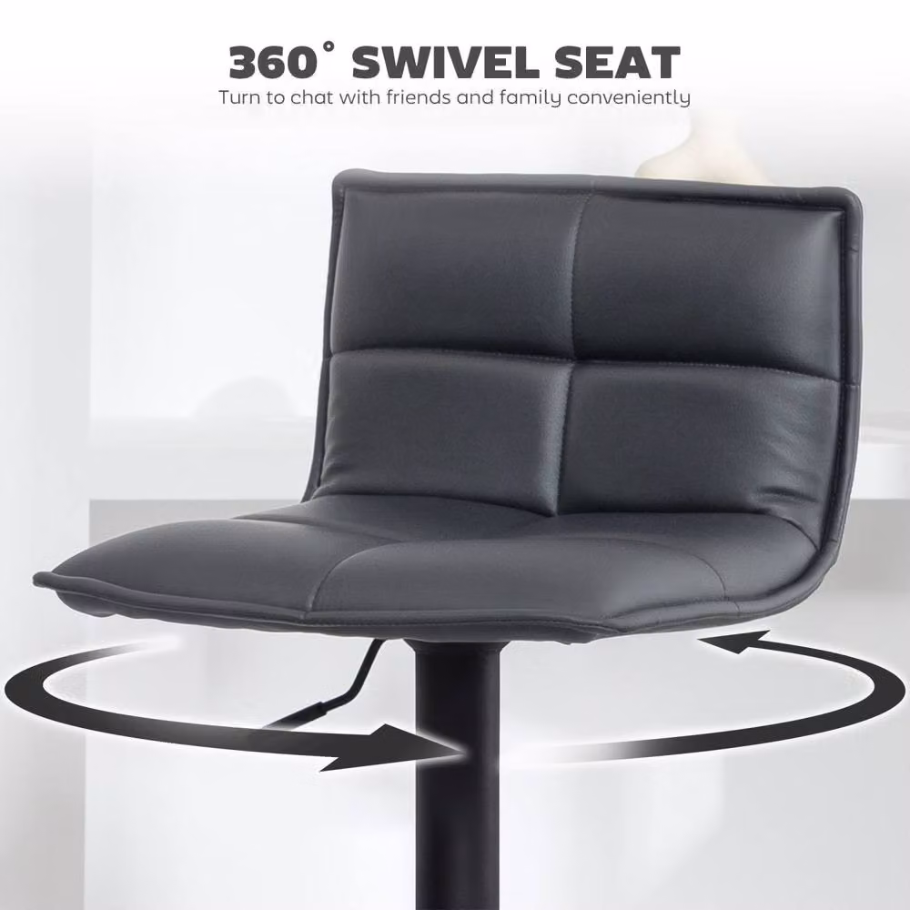 Wyld Haus Miha Set of 2 Adjustable Grey Faux Leather Bar Stools with 360 Degree Swivel – 6