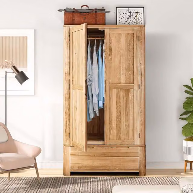 Comfy Living Ltd 2 Door Oak Effect Wardrobe in Brown