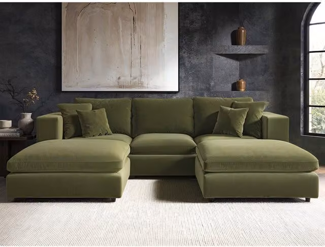 SolaceCo Asher U Shape Bundle in Khaki Green Velvet