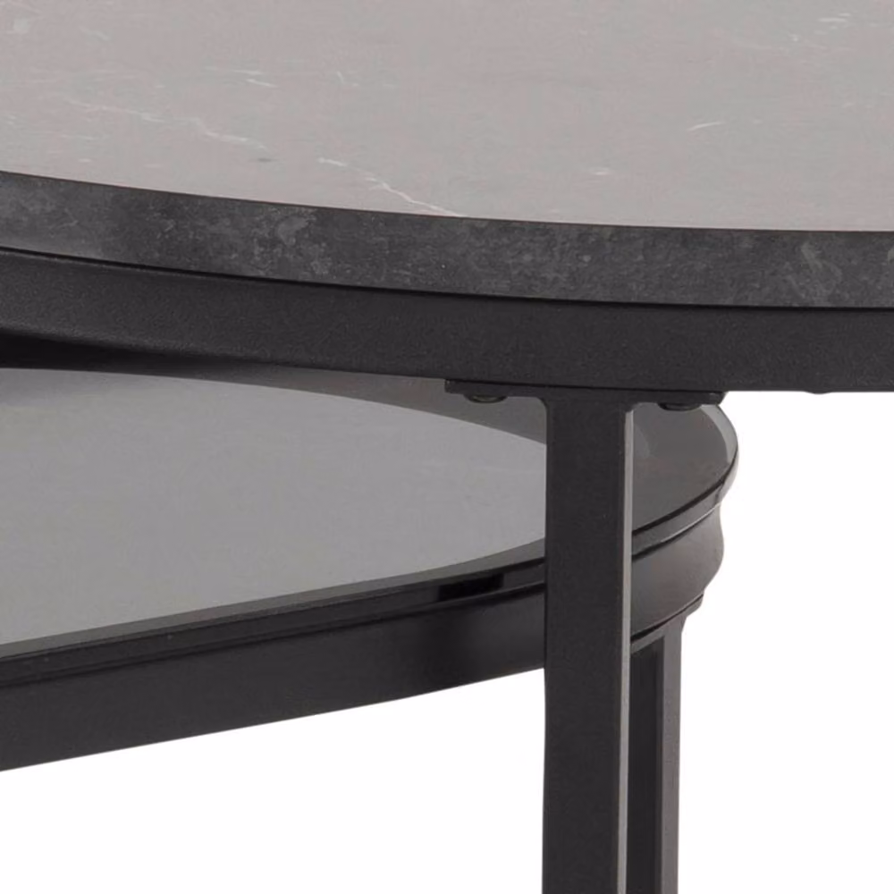 Wyld Haus Reykjavik Nesting Coffee Tables with Black Marble Effect and Grey Glass Tops – 4