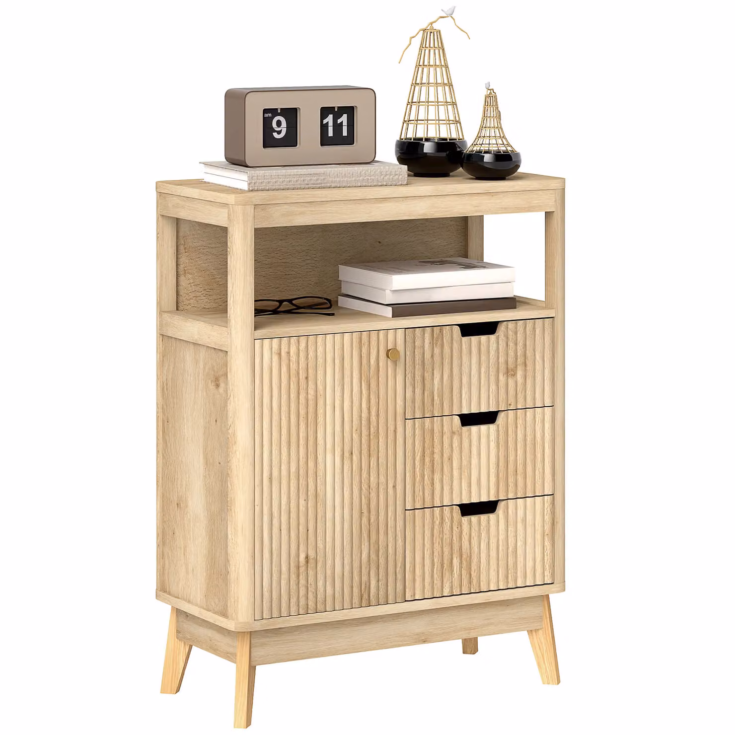 HOMCOM Modern Sideboard Storage Cabinet in Brown Wood for your Living Room, Dining Room or Bedroom – 2