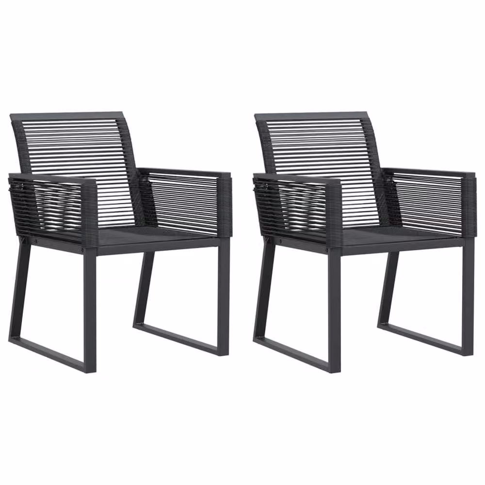 Berkfield Home Beautiful Black Poly Rattan Garden Chairs, Set of 2 – 3