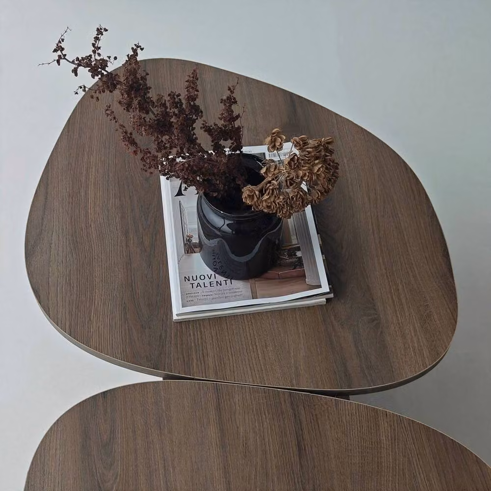 CALICOSY CELESTE Double-Tiered Oval Coffee Table in Brown Walnut, W: 125 cm, D: 60 cm, H: 38 cm – 3