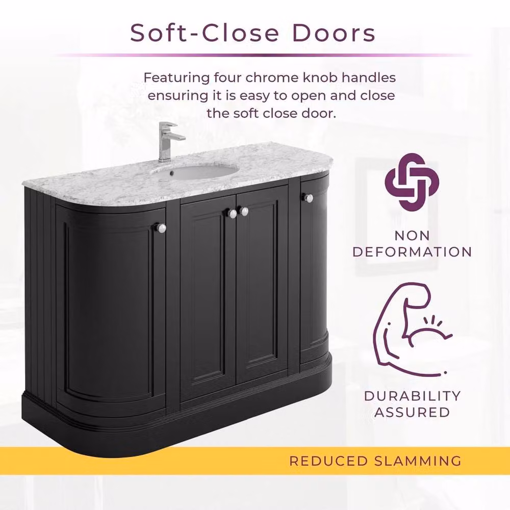 PAWNORA Traditional Freestanding Bathroom Vanity Unit in Matt Black, W: 120 cm – 3