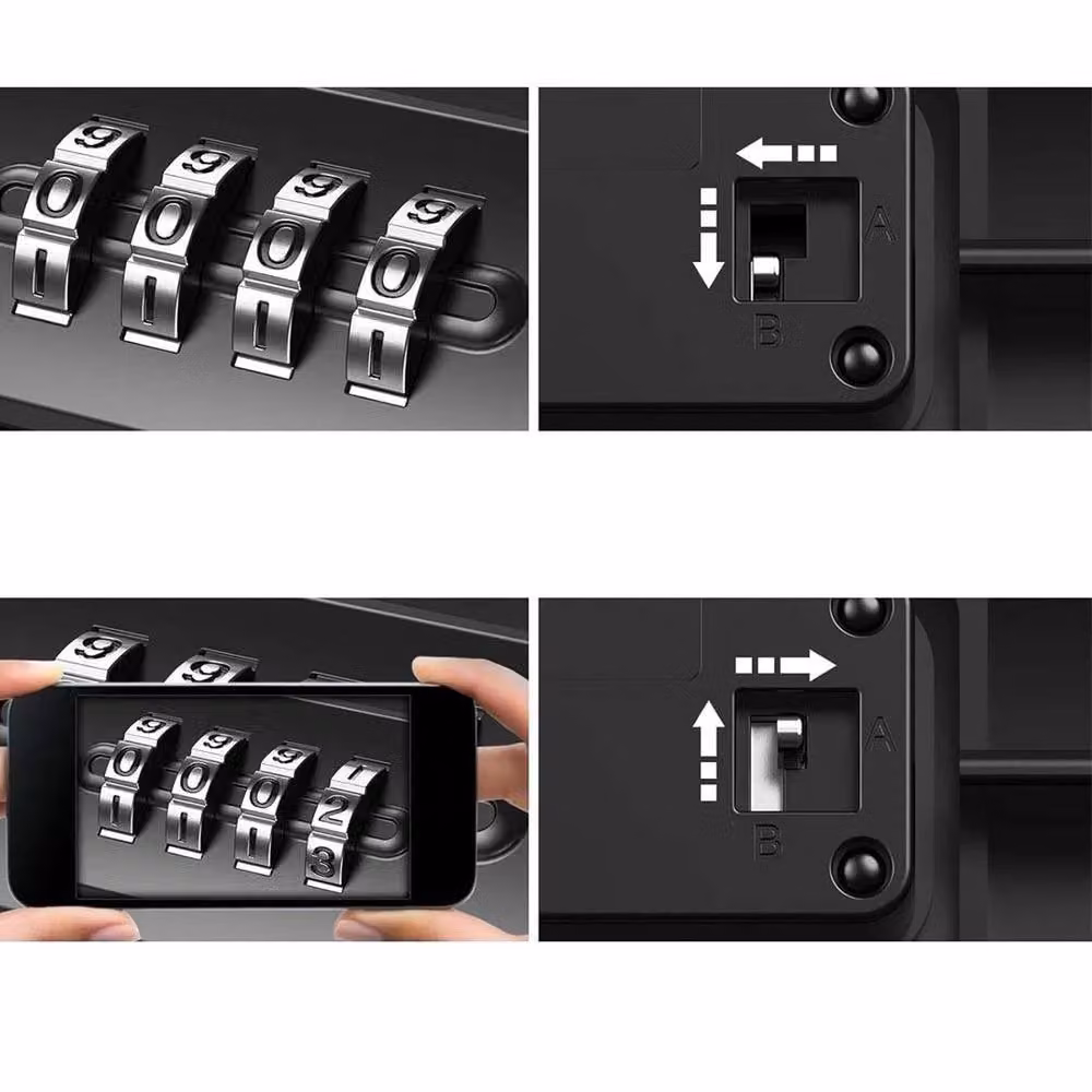 FLAVORA Personal 4-Digit Combination Locking Safety Storage Box in Black – 4