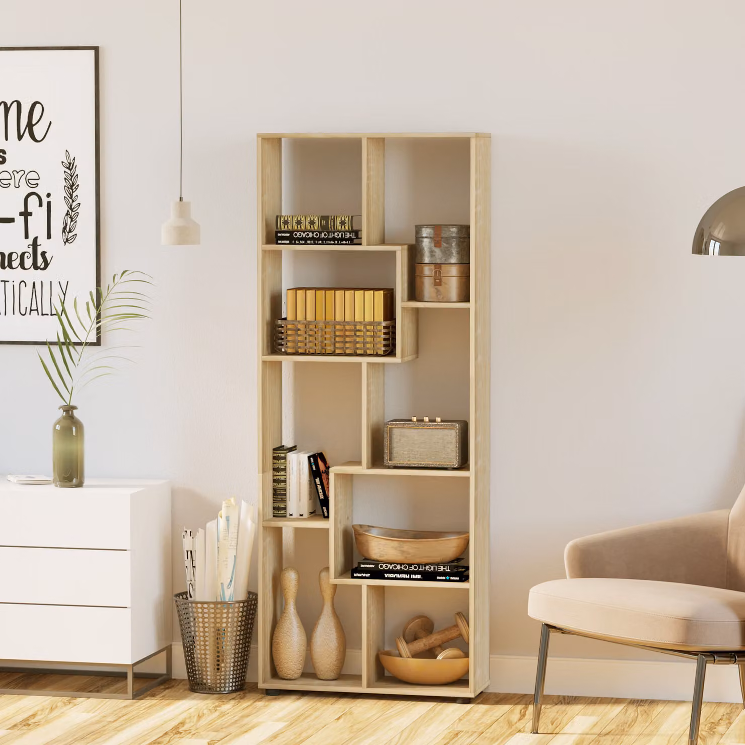 HOMCOM 8-Tier Modern White Freestanding Melamine Bookcase and Display Unit for your Living Room – 2