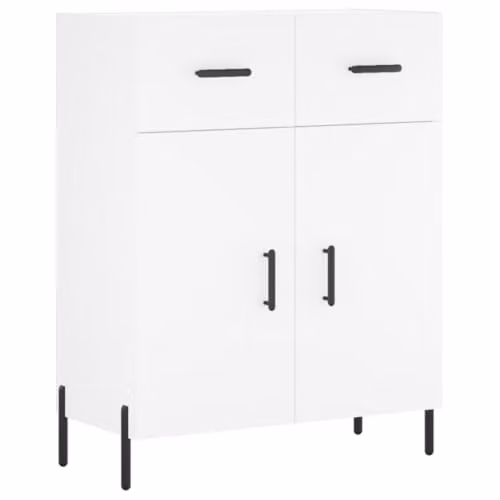 vidaXL Modern White Sideboard in MDF and Metal, W/D/H: 69.5 x 34 x 90 cm
