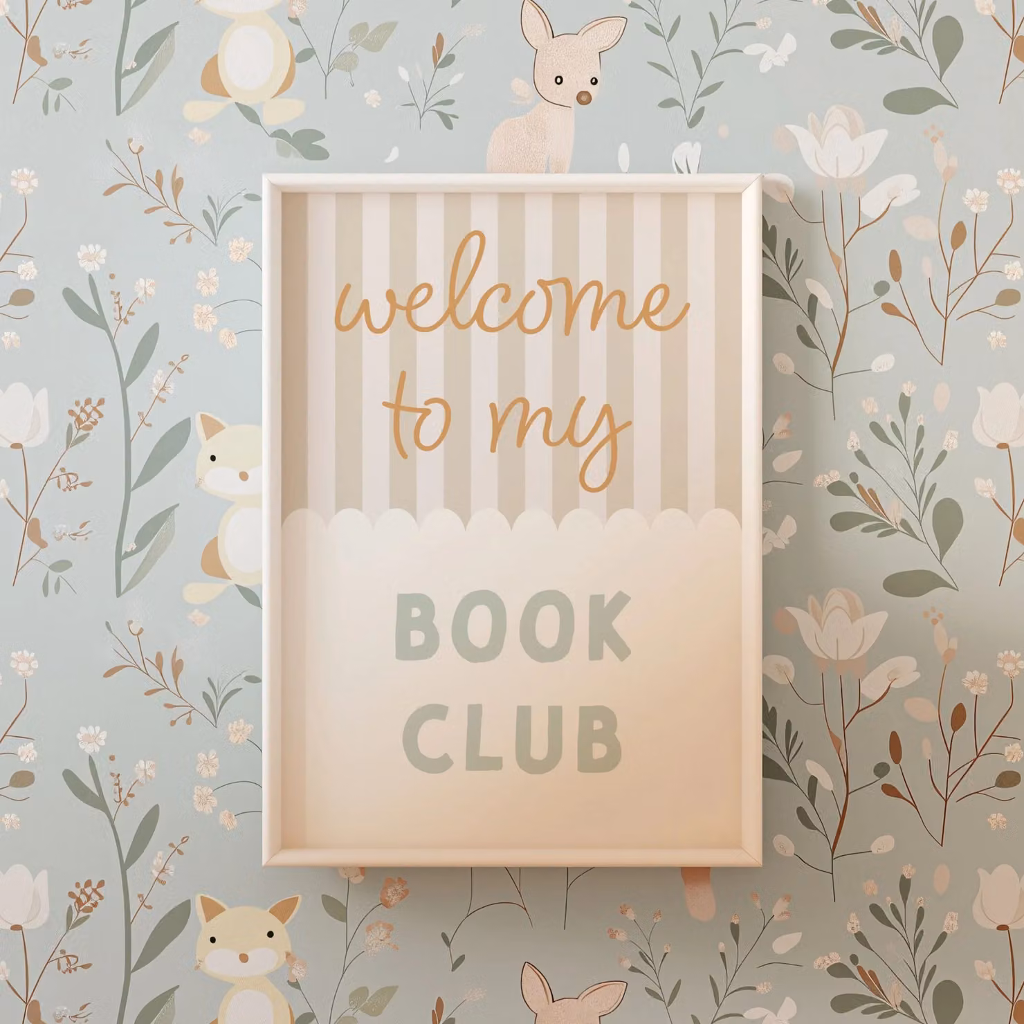 Autumns Corner Welcome To My Book Club Typography Paper Poster in Pink, Yellow and Multicolour