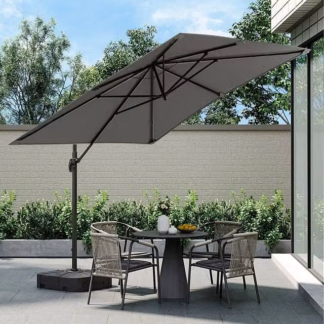 Breeins Cantilever Parasol with Adjustable Polyester Canopy and Fillable Base in Grey