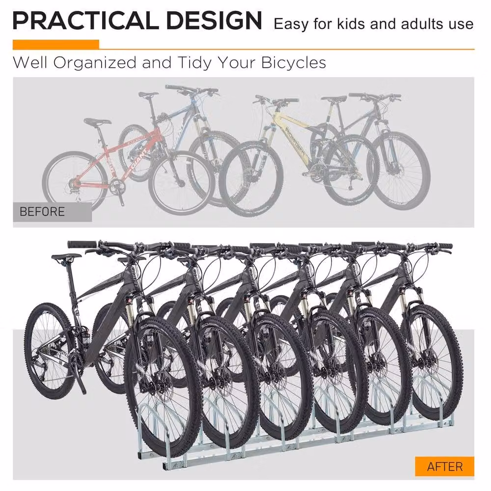 STILVORA 6 Bike Stand with Floor or Wall Mount in Silver – 6