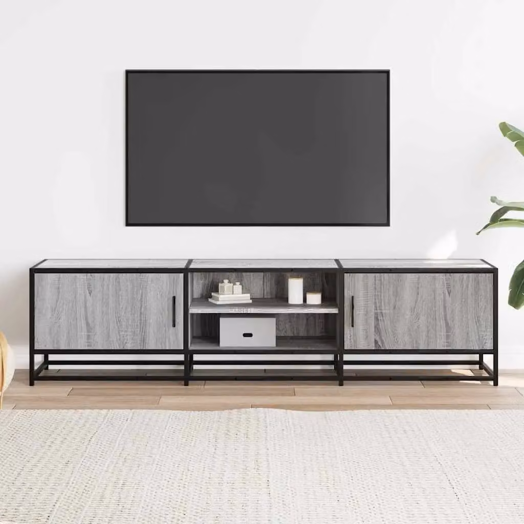 Berkfield Home Grey Sonoma TV Cabinet in Engineered Wood and Metal, W: 160 cm, D: 41 cm, H: 41 cm – 3