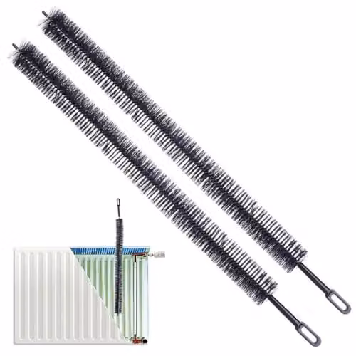 GEEZY Set of 2 Black Radiator Cleaning Brushes, 71 cm Long Flexible Bristle Dusters