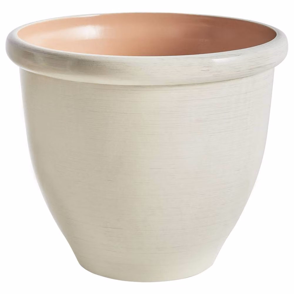 Wyld and Coco Beige Stone Fibre Clay Round Planter, Diameter: 49 cm – 2