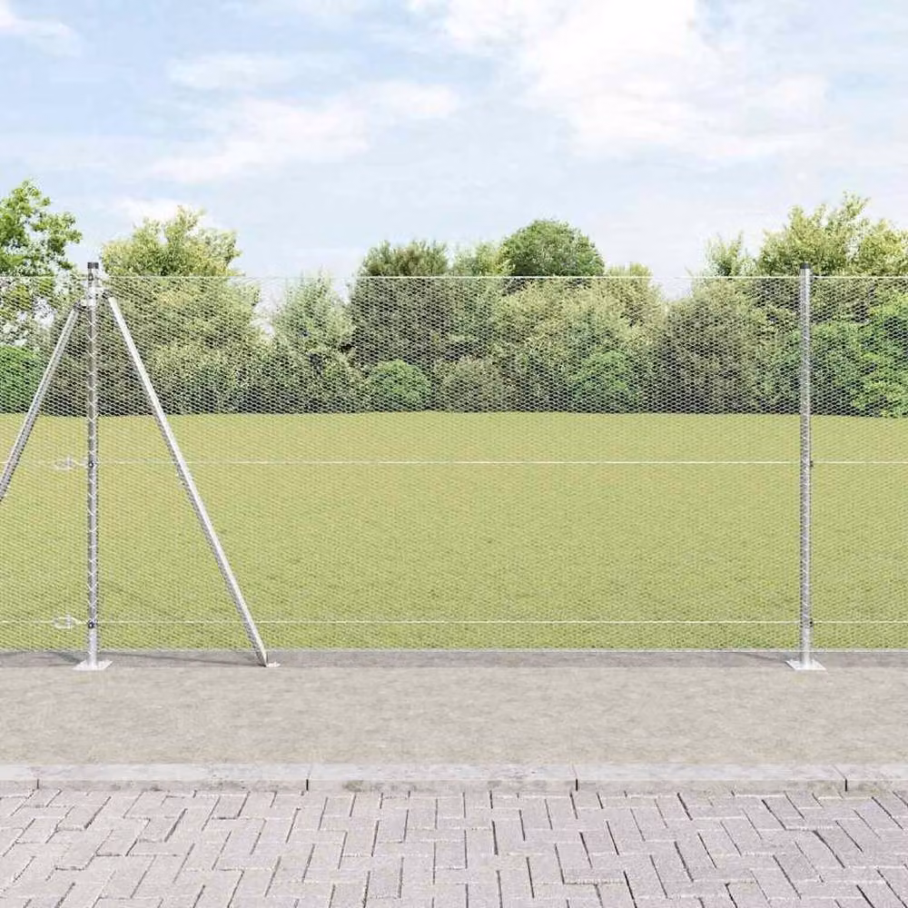 Berkfield Home Hexagon Fence in Silver Galvanised Steel, H: 120 cm x L: 50 m – 2