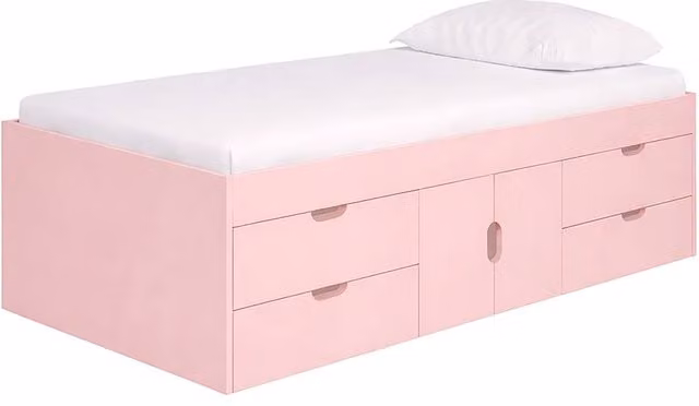 Kidsaw Mid-Height Cabin Bed Frame with Drawers, Pink, 90 x 190 cm – 1