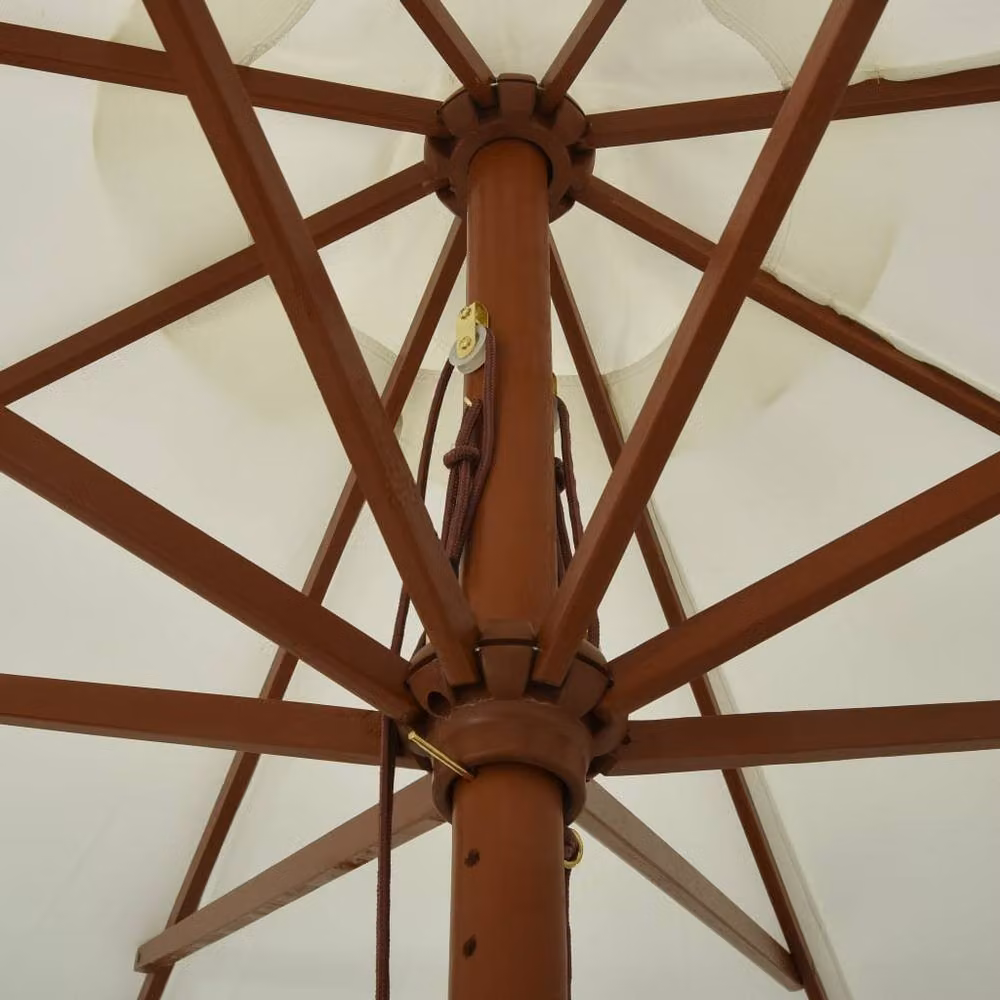 Berkfield Home Outdoor Parasol with Wooden Pole, Sand White – 2