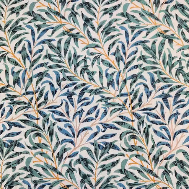 Terrys Willow Bough Floral Cotton Fabric in Seafoam Green