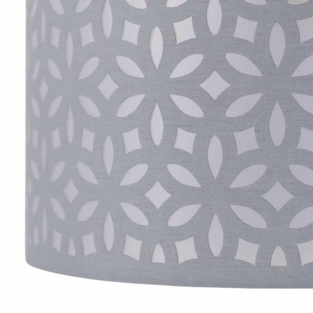 First Choice Lighting Set of 2 Chrome Arched Table Lamps with Grey Laser Cut Shades in Silver – 2