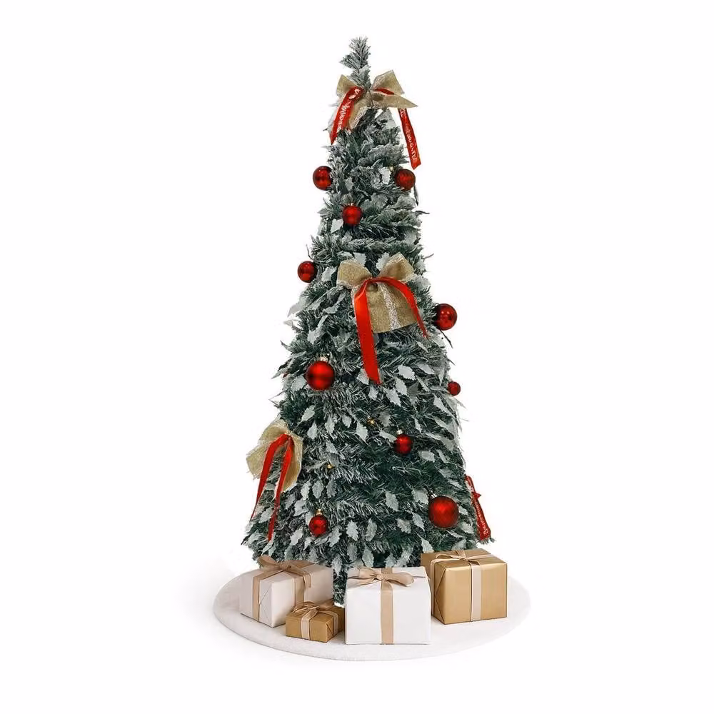 Home Republic Snow Frosted Artificial Christmas Tree with Warm White LED Lights in Green, H 180 cm x W 45 cm – 2
