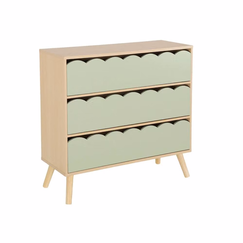 Sweekeec Scandinavian style children's 3-drawer chest in green wood-effect finish, W/D/H: 79 x 30 x 80 cm – 2