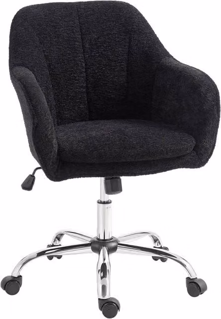 Rolipo Modern Snow Flannel Black Task Chair with Tub Back and Swivel Base – 1